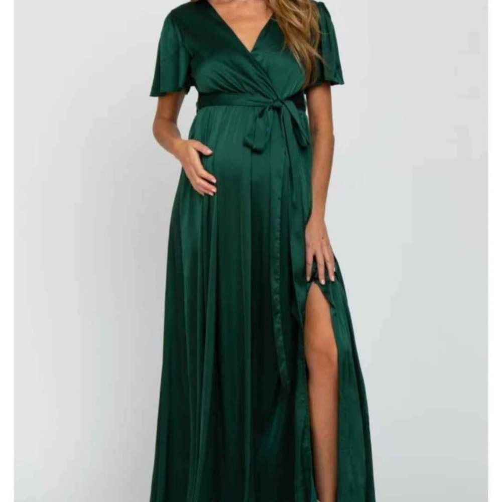 Pinkblush Emerald Green Maternity Maxi Dress